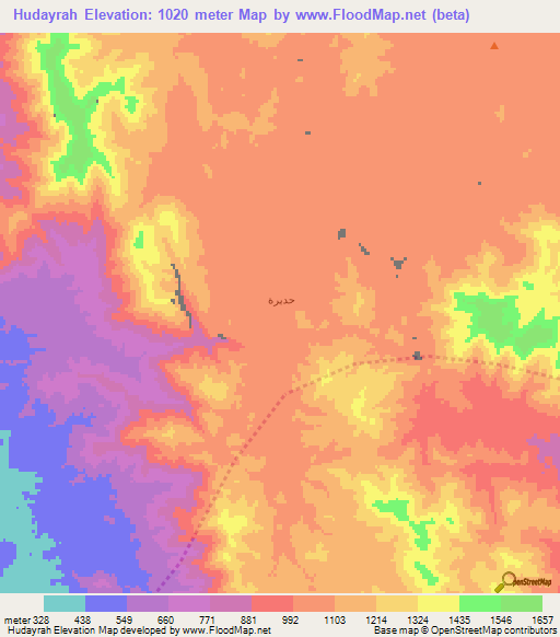 Hudayrah,Saudi Arabia Elevation Map