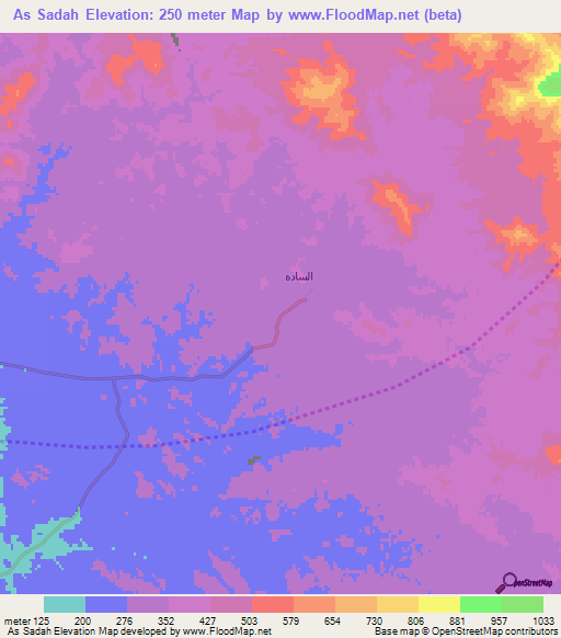 As Sadah,Saudi Arabia Elevation Map