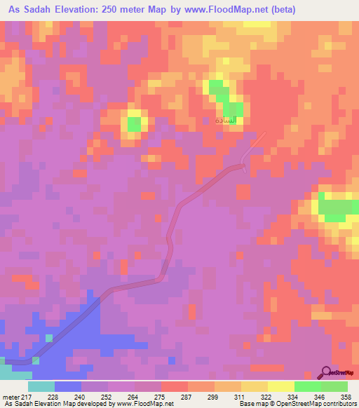 As Sadah,Saudi Arabia Elevation Map