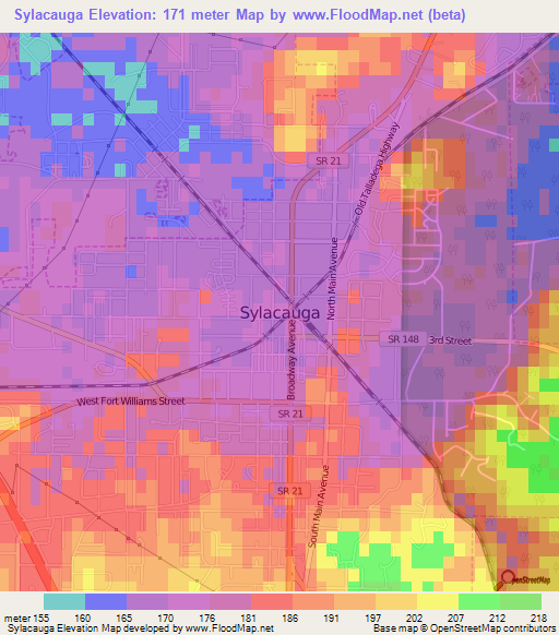 Sylacauga,US Elevation Map