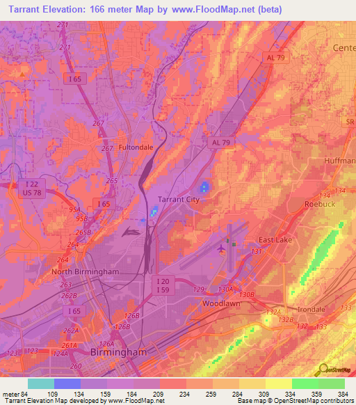 Tarrant,US Elevation Map