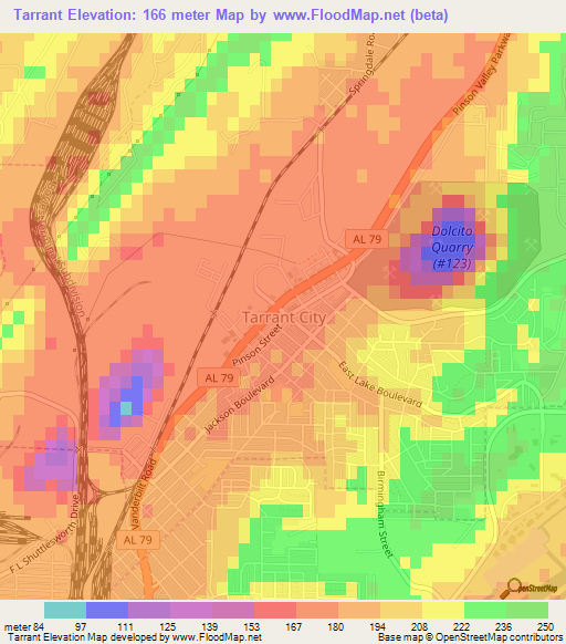 Tarrant,US Elevation Map