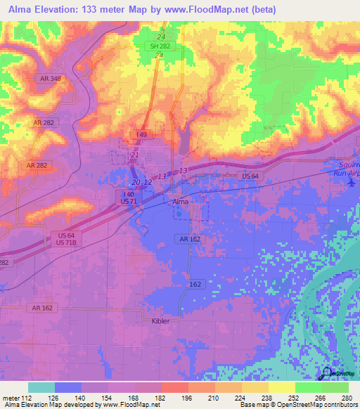 Alma,US Elevation Map