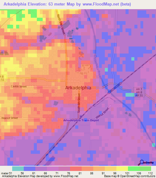 Arkadelphia,US Elevation Map