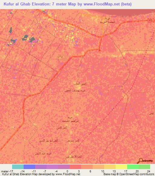 Kufur al Ghab,Egypt Elevation Map