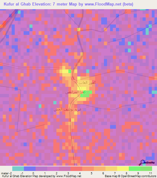 Kufur al Ghab,Egypt Elevation Map