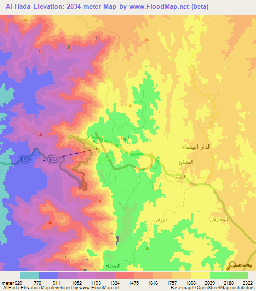 Al Hada,Saudi Arabia Elevation Map