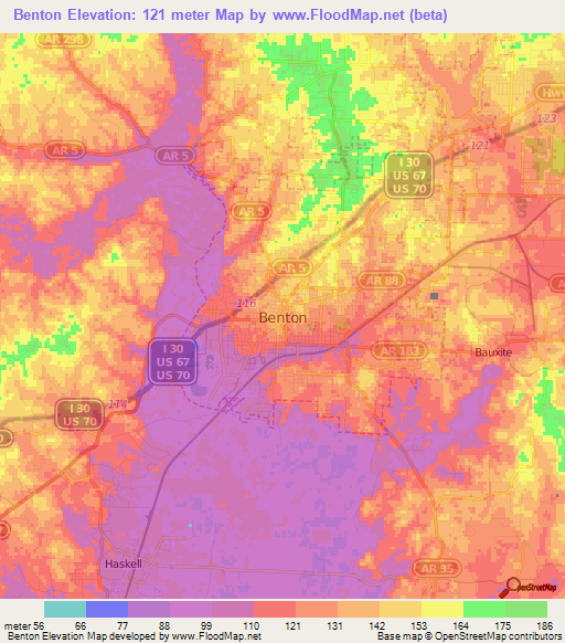 Benton,US Elevation Map