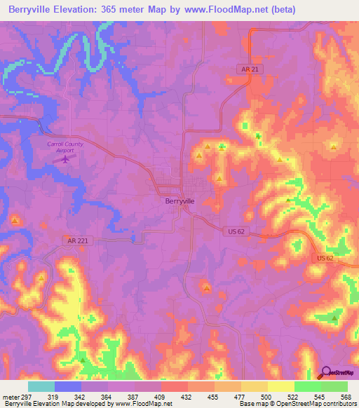 Berryville,US Elevation Map