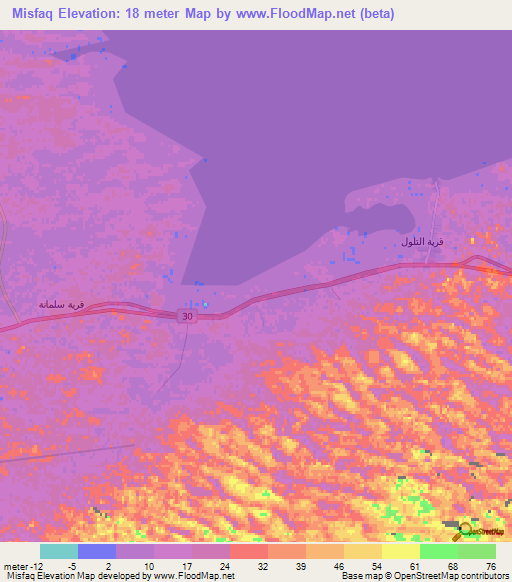 Misfaq,Egypt Elevation Map