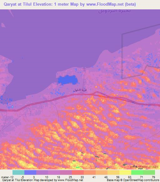 Qaryat at Tilul,Egypt Elevation Map