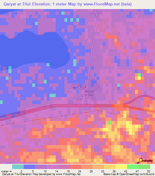 Qaryat at Tilul,Egypt Elevation Map