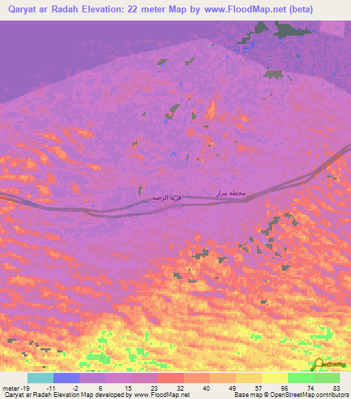 Qaryat ar Radah,Egypt Elevation Map