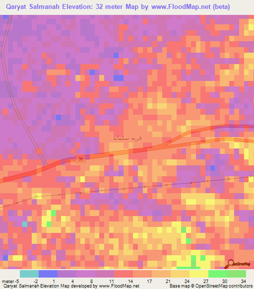 Qaryat Salmanah,Egypt Elevation Map