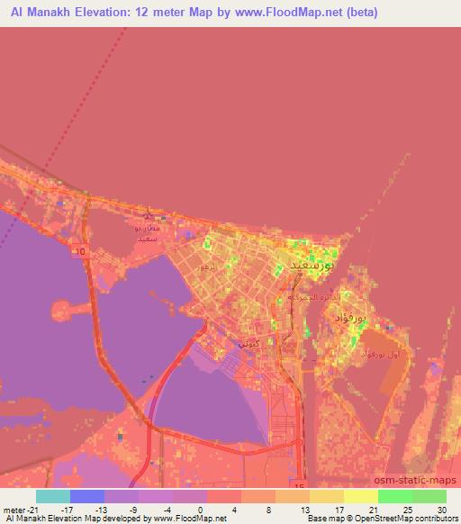 Al Manakh,Egypt Elevation Map