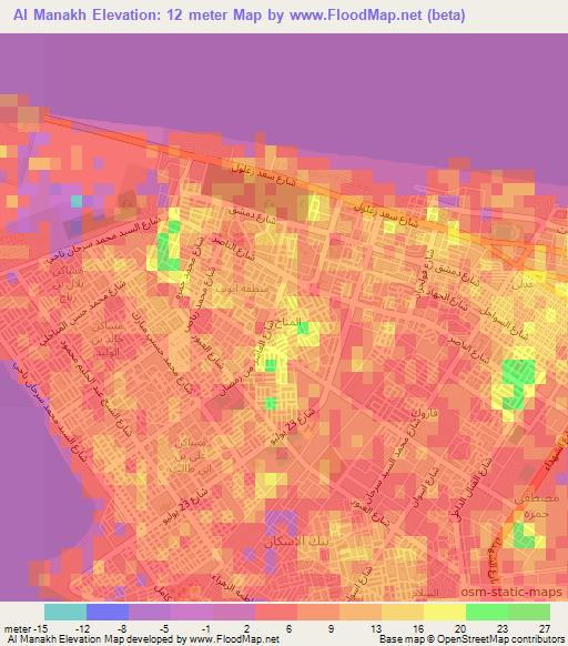 Al Manakh,Egypt Elevation Map