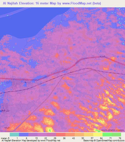 Al Najilah,Egypt Elevation Map