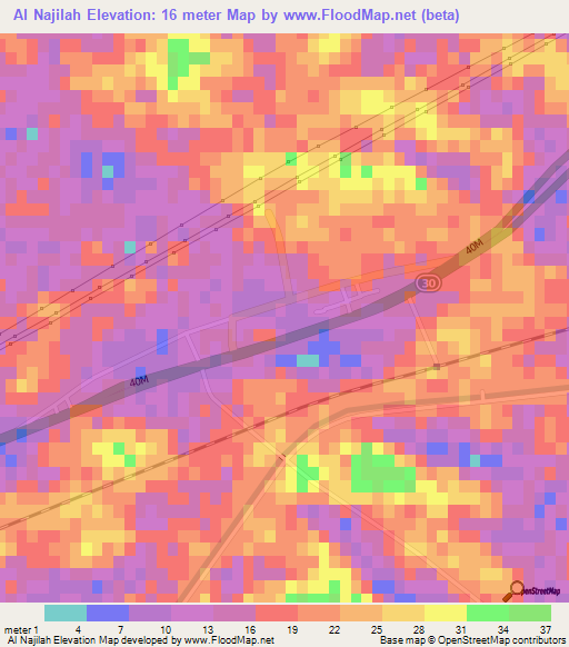 Al Najilah,Egypt Elevation Map