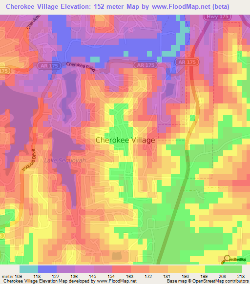 Cherokee Village,US Elevation Map