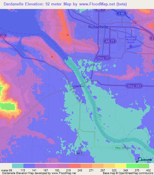 Dardanelle,US Elevation Map