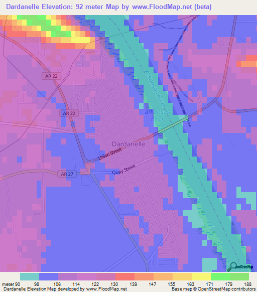 Dardanelle,US Elevation Map