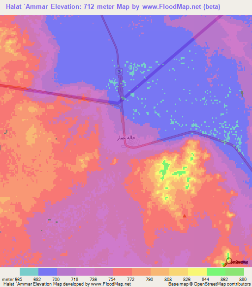 Halat `Ammar,Saudi Arabia Elevation Map