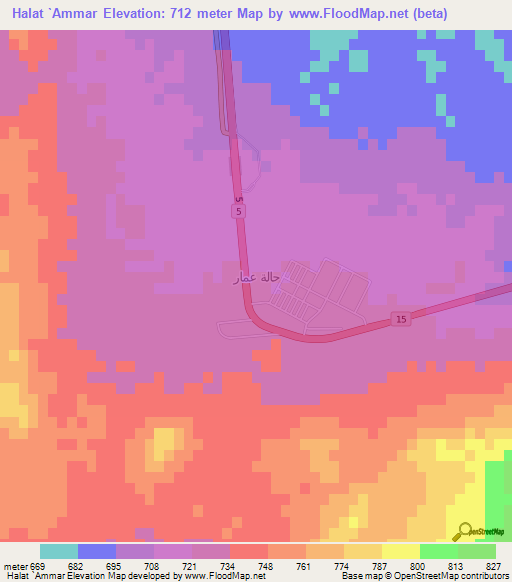 Halat `Ammar,Saudi Arabia Elevation Map