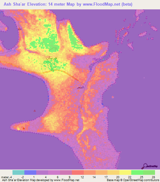 Ash Sha`ar,Saudi Arabia Elevation Map