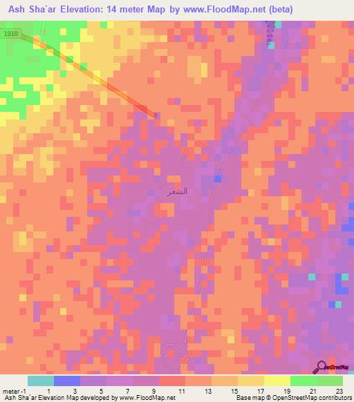 Ash Sha`ar,Saudi Arabia Elevation Map