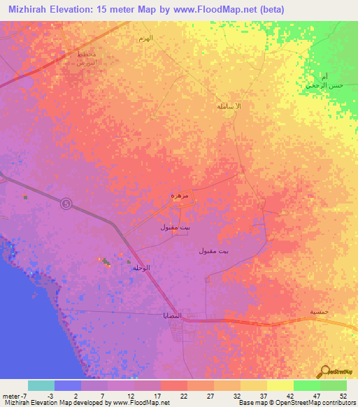 Mizhirah,Saudi Arabia Elevation Map