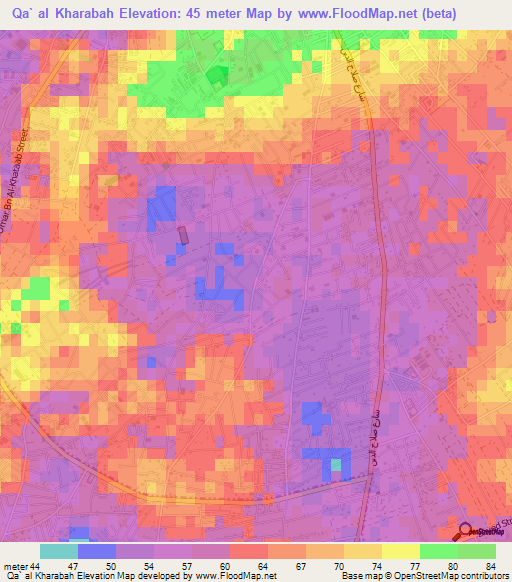 Qa` al Kharabah,Palestinian Territory Elevation Map