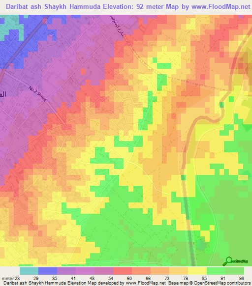 Daribat ash Shaykh Hammuda,Palestinian Territory Elevation Map