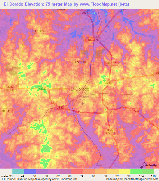 El Dorado,US Elevation Map