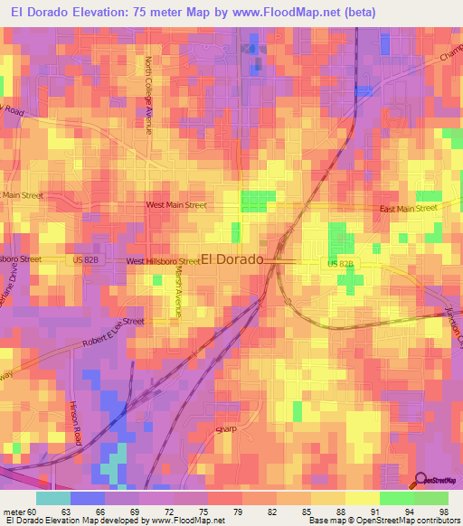 El Dorado,US Elevation Map