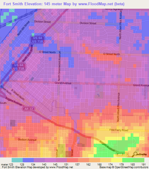 Fort Smith,US Elevation Map