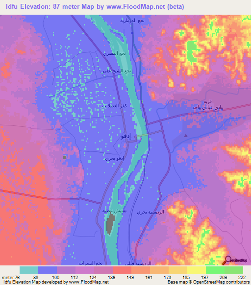 Idfu,Egypt Elevation Map