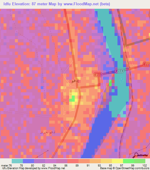 Idfu,Egypt Elevation Map