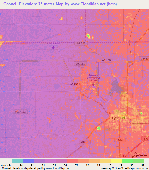 Gosnell,US Elevation Map