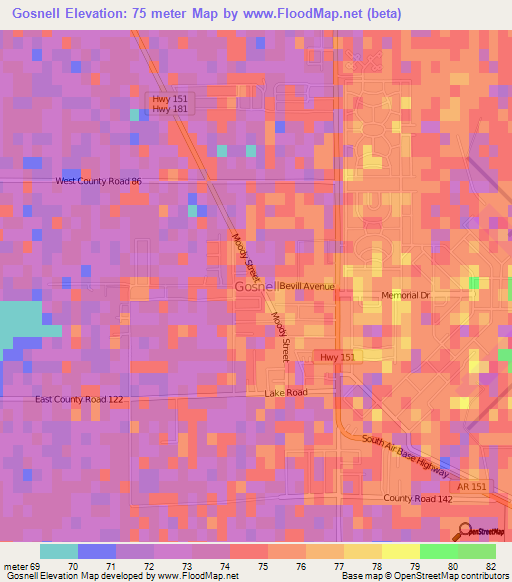 Gosnell,US Elevation Map