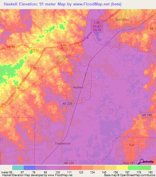 Haskell,US Elevation Map