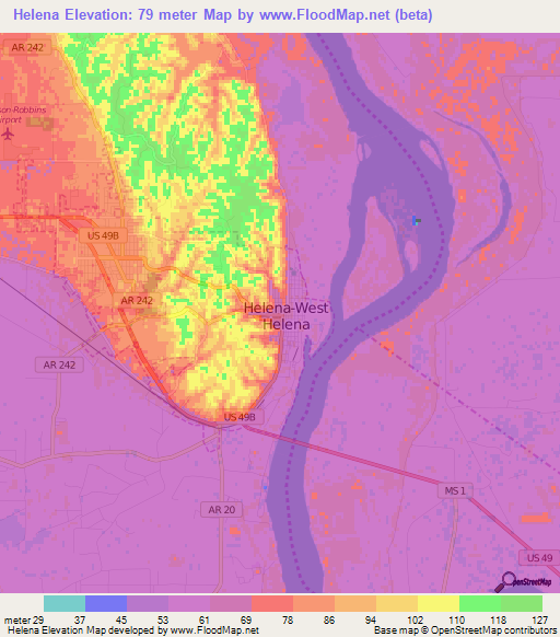 Helena,US Elevation Map