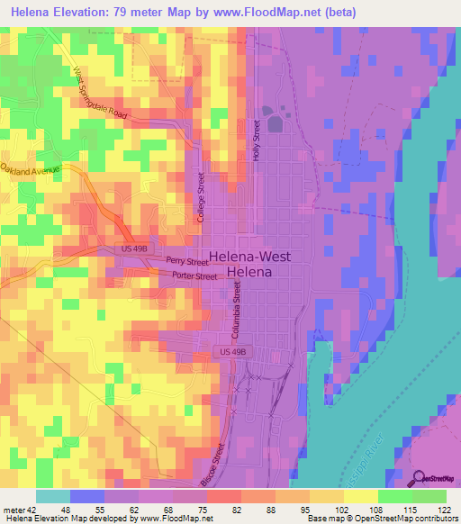 Helena,US Elevation Map