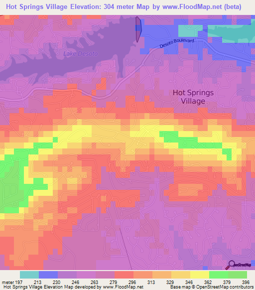 Hot Springs Village,US Elevation Map