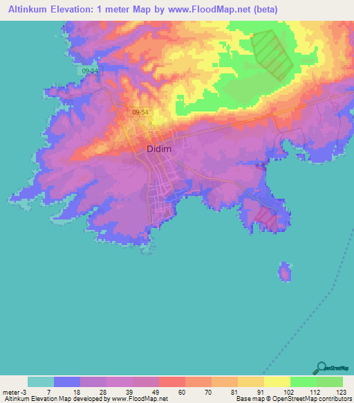 Altinkum,Turkey Elevation Map