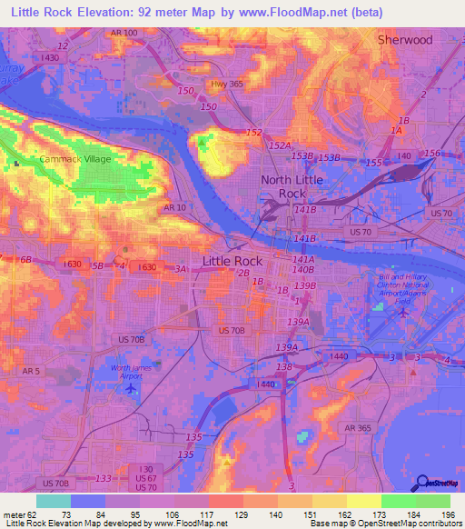 Little Rock,US Elevation Map