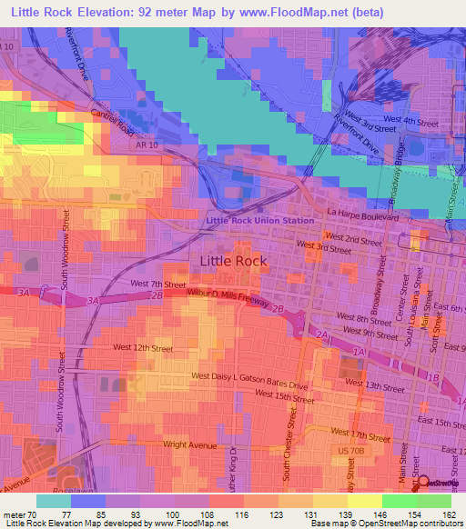 Little Rock,US Elevation Map