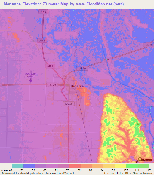 Marianna,US Elevation Map