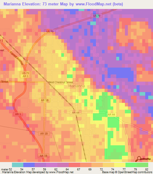 Marianna,US Elevation Map