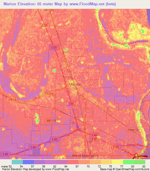 Marion,US Elevation Map