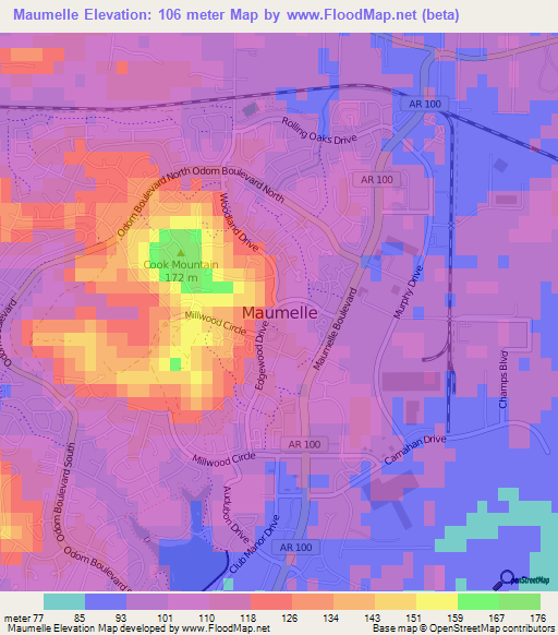 Maumelle,US Elevation Map